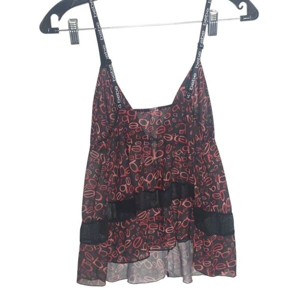 Bebe Lingerie Red Black Strappy Negligee XL - Picture 2 of 6